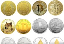 Krisler Bitcoin Coin Collector Geschenkset für physische Kryptowährung | Bitcoin (BTC), Ethereum (ETH), Litecoin (LTC), Ripple (XRP), EOS (EOS), Dogecoin (Doge), Gold und Silber (6 Pack)