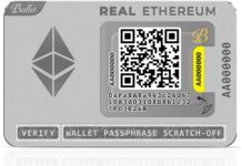 Ballet Real Ethereum (ETH) – Die einfachste Cold Storage Karte für Kryptowährungen, Hardware Wallet mit Unterstützung für mehrere Kryptowährungen (1 Stück)