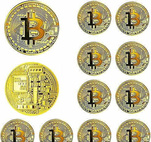Dawnzen 12ST Gold überzogene Bitcoin BTC Münze Sammlerstück Gedenken