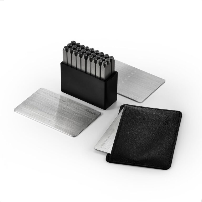 SecuX – XSEED Plus – Sichere Bitcoin Wallet Crypto Seed Storage Steel Plates (Steel Punch Set enthalten) USB, Kompatibel mit SecuX, Ledger, Trezor Hardware Wallets