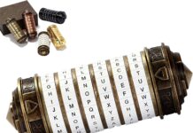 Da Vinci Code Mini Cryptex Geschenk männer Frauen Cryptex Brief Passwort Lock Mann männer Frauen Freund Freundin Mama Mann (Weiß & Kupfer)