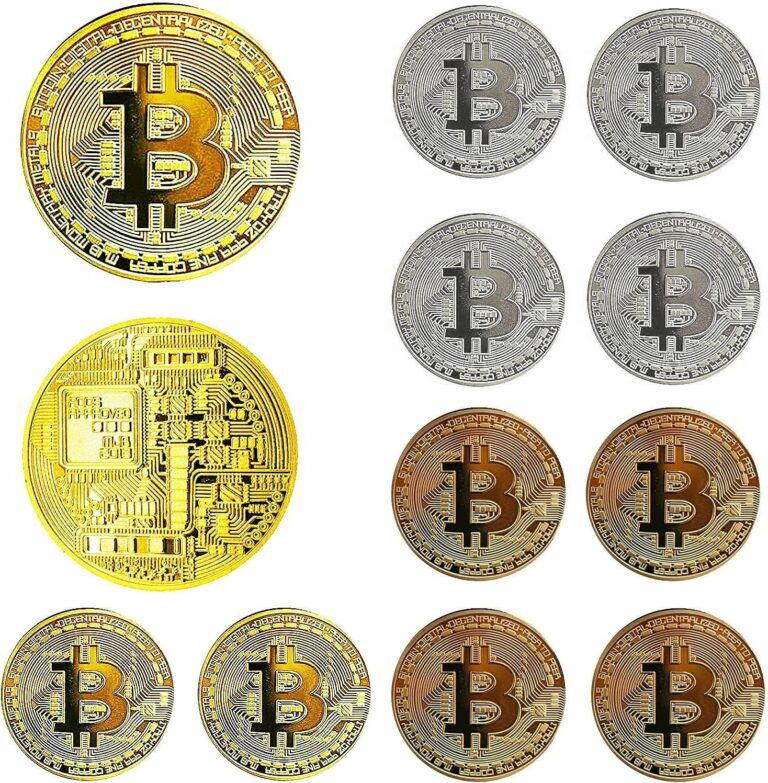 Dawnzen 12ST Gold Silber Bronze überzogene Bitcoin BTC Münze Sammlerstück Gedenken