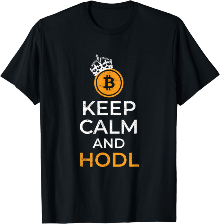 Keep Calm HODL Lustiges Bitcoin Wallet Trading Moon Logo T-Shirt