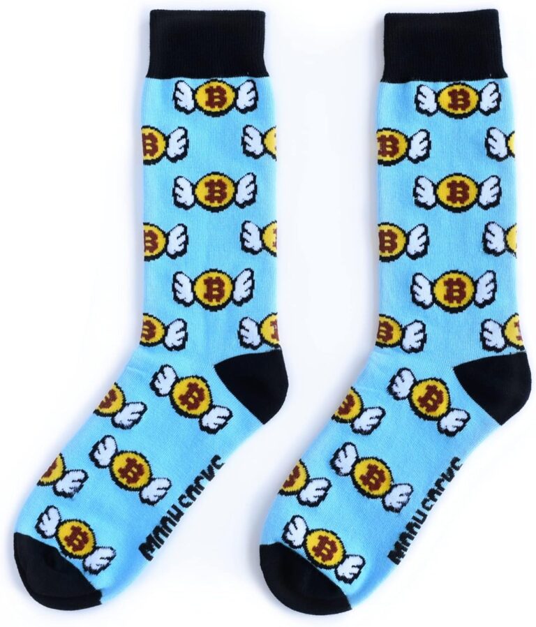 Bitcoin Socken – BTC Socken – lustige Krypto-Geschenke – Neuheit Socken für Männer und Frauen – Unisex Blockkette Kryptowährung Socken