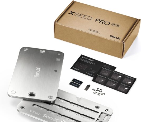 SecuX XSEED PRO ECO – Unzerstörbare Bitcoin-Brieftasche, Krypto-Samen-Aufbewahrung, Stahlplatte – kompatibel, Ledger, Trezor Hardware-Brieftaschen