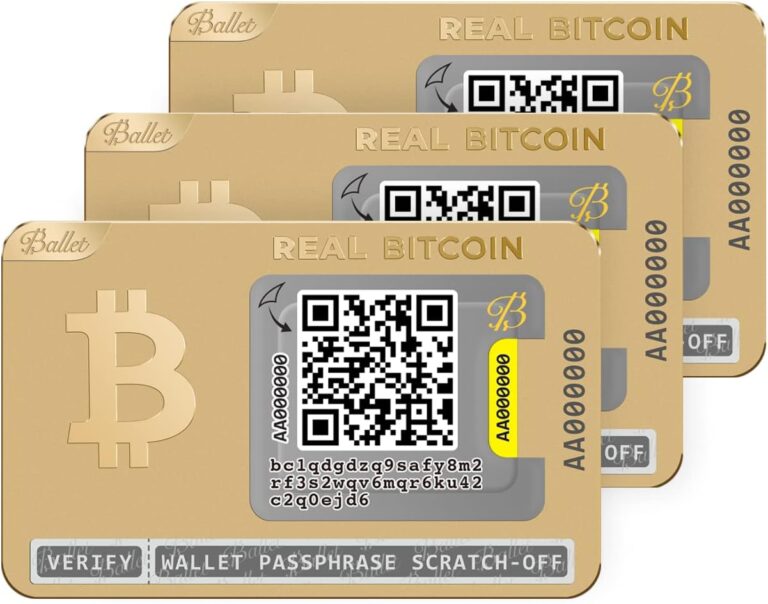 Ballet REAL Bitcoin, 24K Vergoldet – Cryptocurrency Physisches Wallet, für Bitcoin und andere Krypto-Währungen (3-Pack) Alte Verpackung