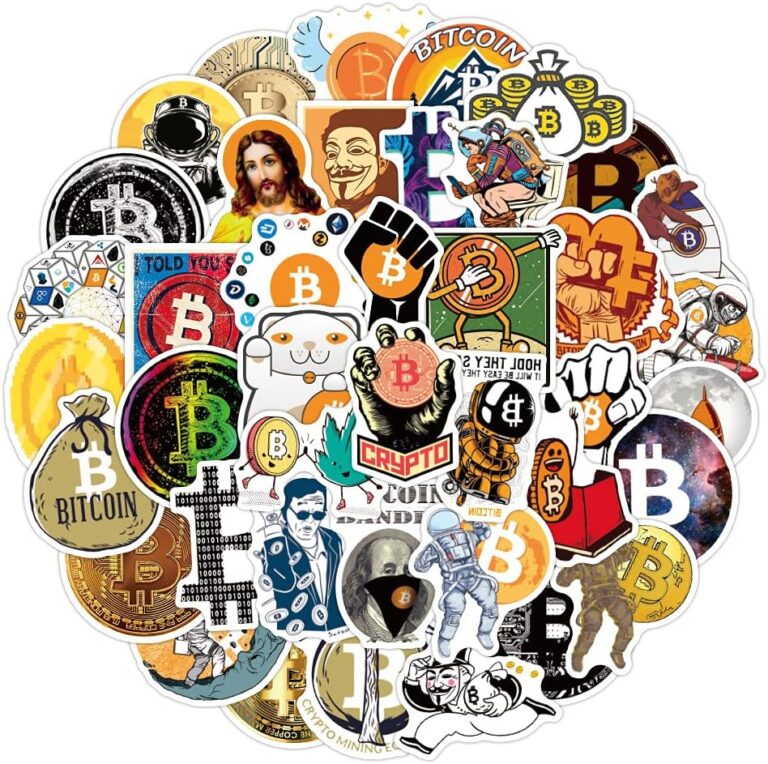 LYLSDSB 50 Stück Bitcoin Aufkleber Virtuelle Währung Kryptowährung Top Stickers Set für Auto Laptop Telefon Gitarre Skateboard Motorrad Fahrrad,Vinyl Wasserdicht Stickers für Kinder Jugendliche