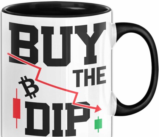 Bitcoin Tasse Geschenk Buy The Dip Trader Crypto Kryptowährung Geburtstag Weihnachten Kaffee-Becher (Schwarz)