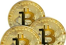 Krisler 3 STÜCKE Physische Bitcoin Medaille mit 24-Karat Echt-Gold überzogen.Virtuelle Währung Münze Collectibles Geschenk BTC Münze Kunst Sammlung Physikalische (Golden)