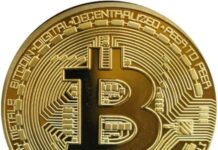 Promotech 24-Karat vergoldete 45 mm Durchmesser Bitcoin Münze Sammlerstück in Münzkapsel für jeden Kryptowährung BTC Fan