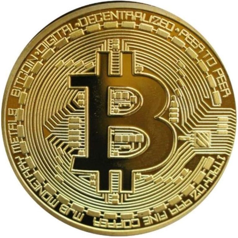 Promotech 24-Karat vergoldete 45 mm Durchmesser Bitcoin Münze Sammlerstück in Münzkapsel für jeden Kryptowährung BTC Fan