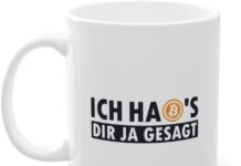 Ich habs dir ja gesagt Bitcoin Crypto Crypto Trader Kaffeetasse | Kryptowährung Blockchain Bitcoin Tasse Weiß (01694B)