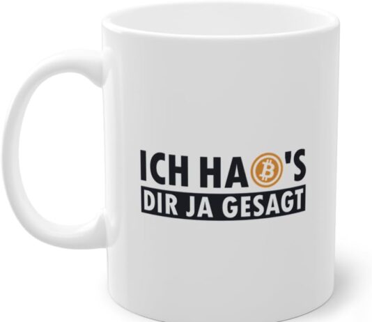 Ich habs dir ja gesagt Bitcoin Crypto Crypto Trader Kaffeetasse | Kryptowährung Blockchain Bitcoin Tasse Weiß (01694B)