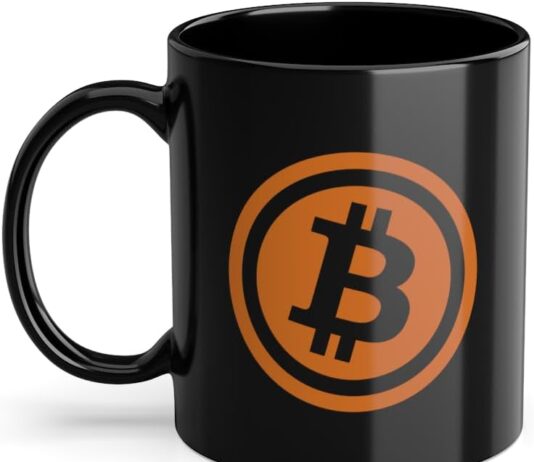 Bitcoin Logo Emblem Crypto Crypto Trader Kaffeetasse | Blockchain Kryptowährung Bitcoin Tasse Schwarz (01680C)