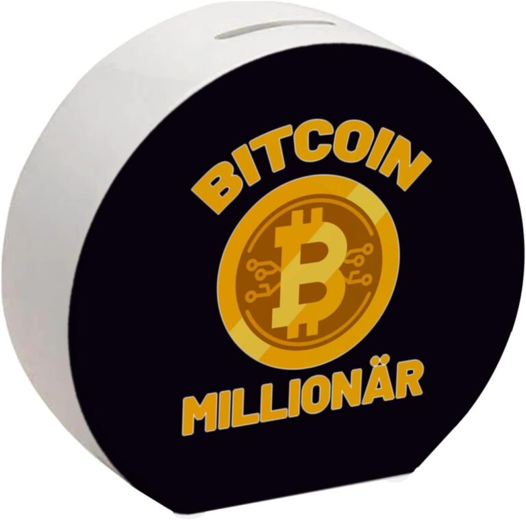 Bitcoin Millionär Spardose mit schwarzem Hintergrund und Kryptowährung EIN dekoratives Sparschwein für Trading-Experten Kryptowährung Sparbüchse Investieren sparen