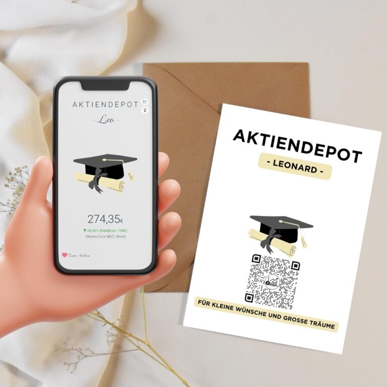 Aktiendepot Geschenkverpackung | Personalisiertes Geldgeschenk | Aktie ETF Kryptowährung Geschenkkarte | Motiv Uni