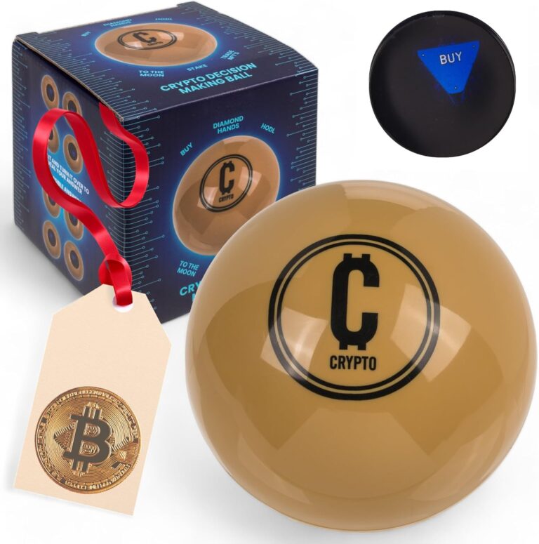 MIJOMA Magischer Entscheidungsball Kryptowährung – Goldfarbener Krypto-Ratgeber Ball, 10 cm, mit 20 Antworten auf Englisch